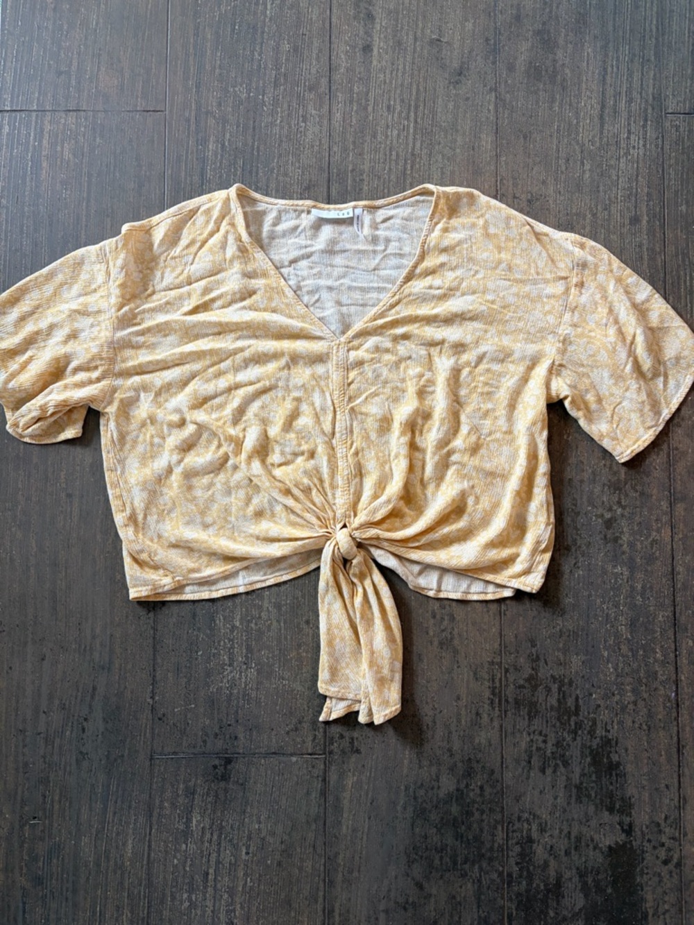 Luq Yellow Tie-Front V-Neck Women's Top from Stitchfix